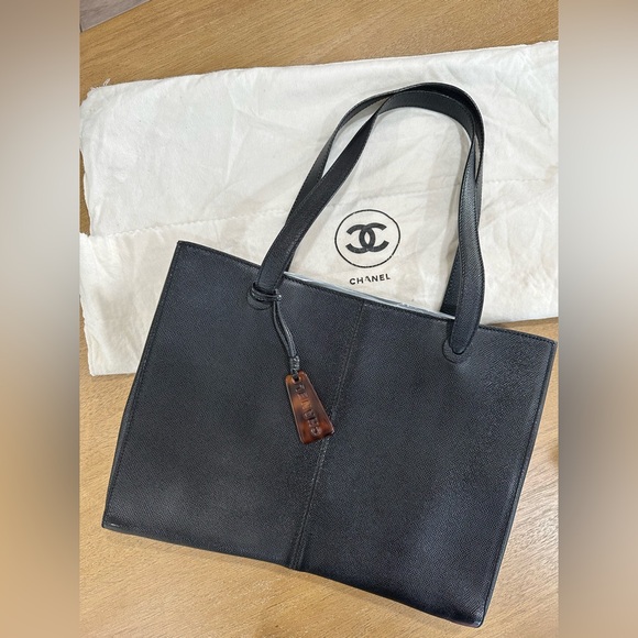CHANEL Black Leather Caviar Tote